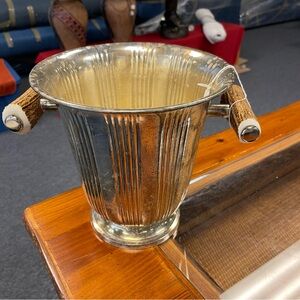 Silver Ice Bucket with Antler Handles